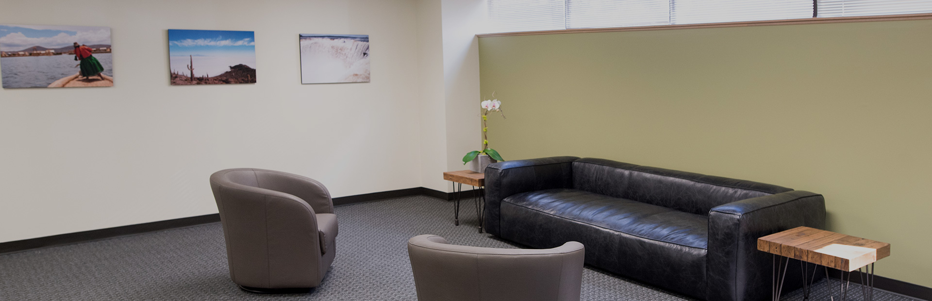Comfortable counseling office waiting area